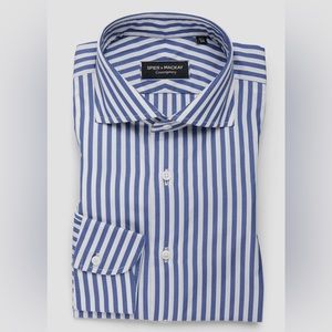 Spier & MacKay Dress Shirt, Blue Stripe Contemporary Fit Spread Collar, 16-35